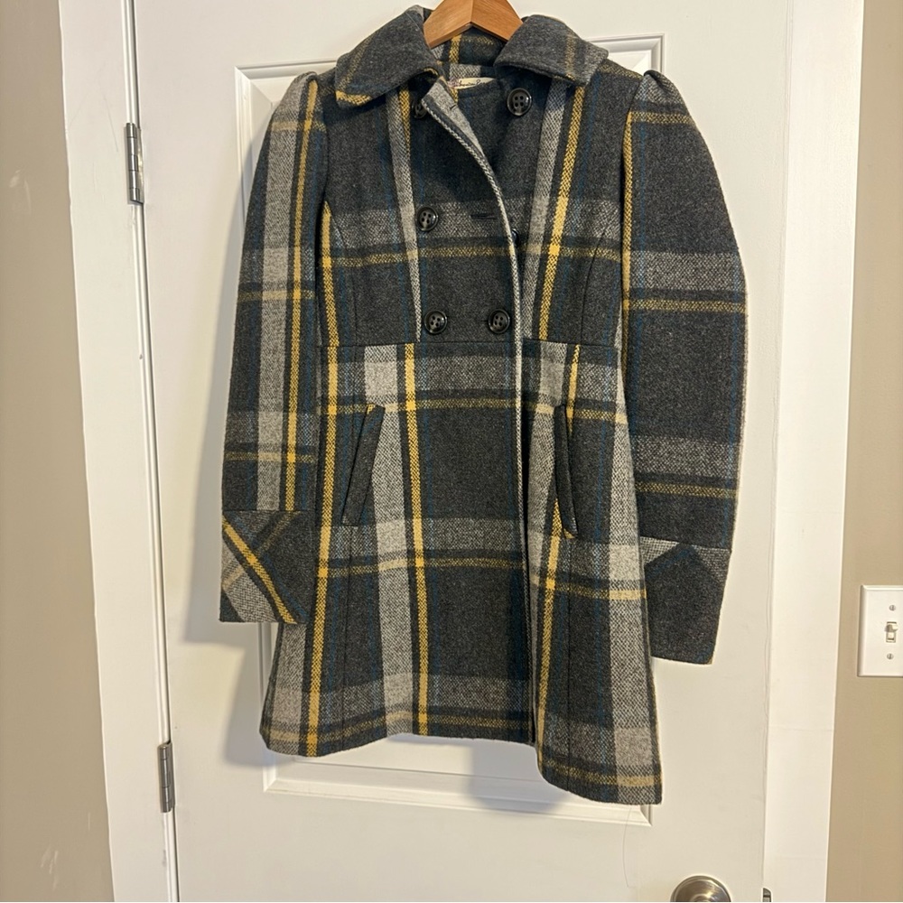 Plaid pea coat,